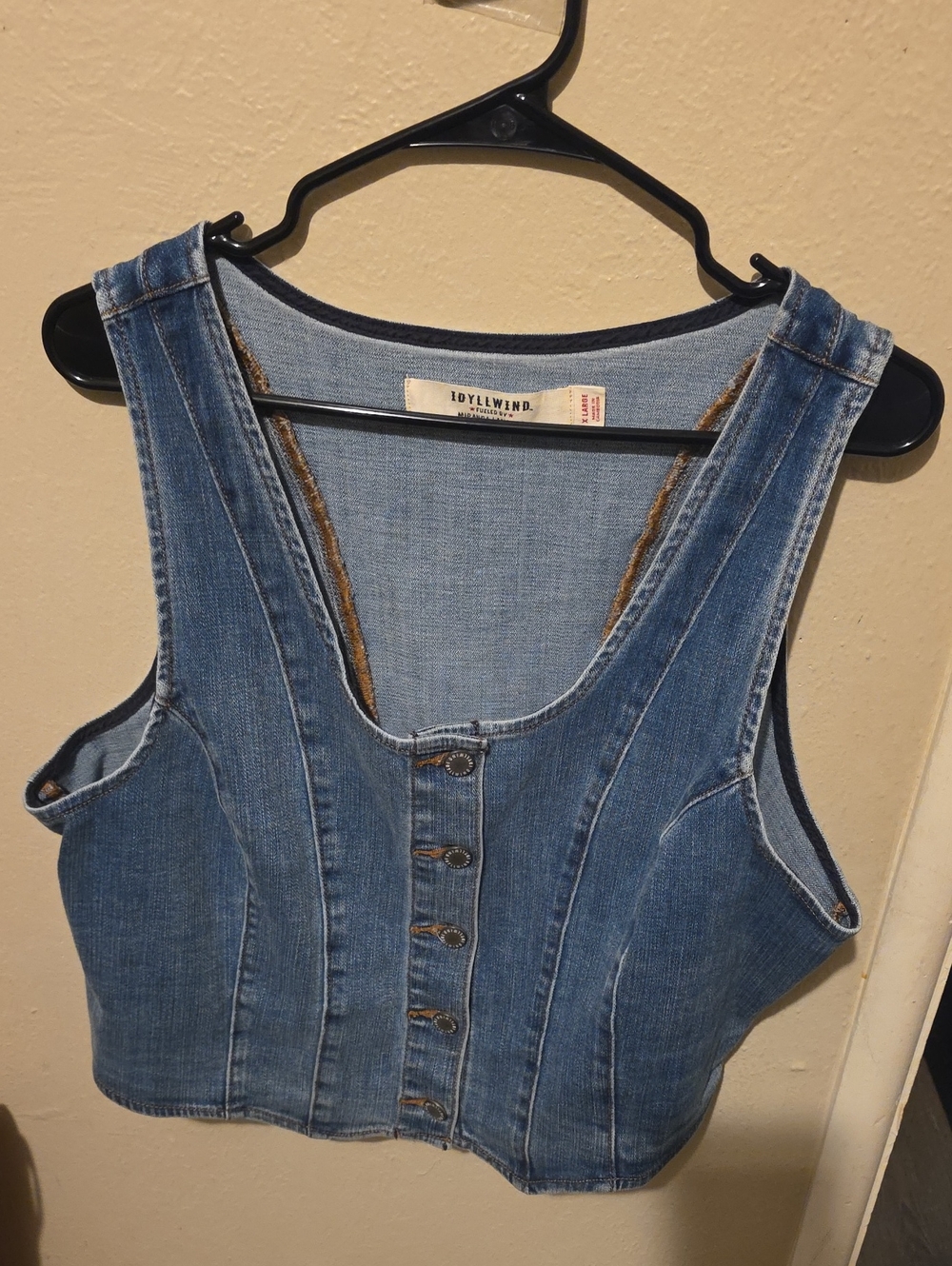 Idyllwind Light Blue Denim Cropped Button Vest